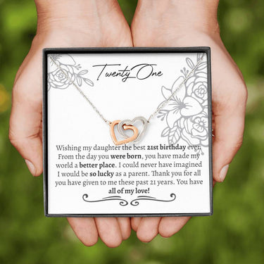 Daughter Twenty One Interlocking Hearts Necklace - Love You This Much